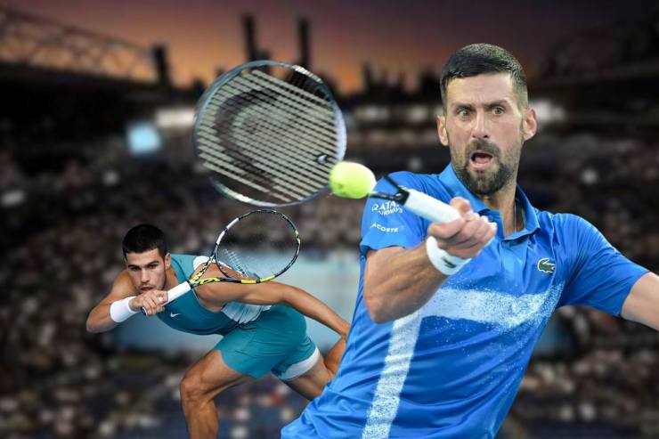 Alcaraz e Djokovic dietro lo stadio dell'australian open